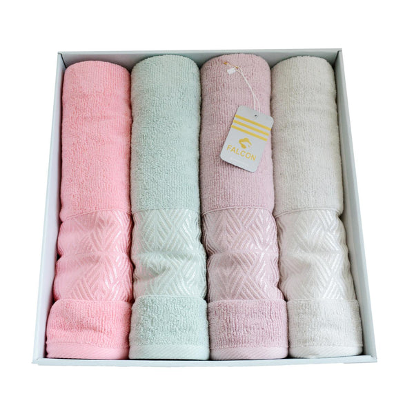 Falcon cotton silk towel set, 4 pcs