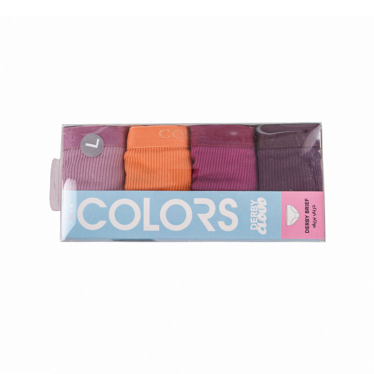 طقم اندر حريمي بريف ديربي COLORS قطن 4 قطعة سادة 