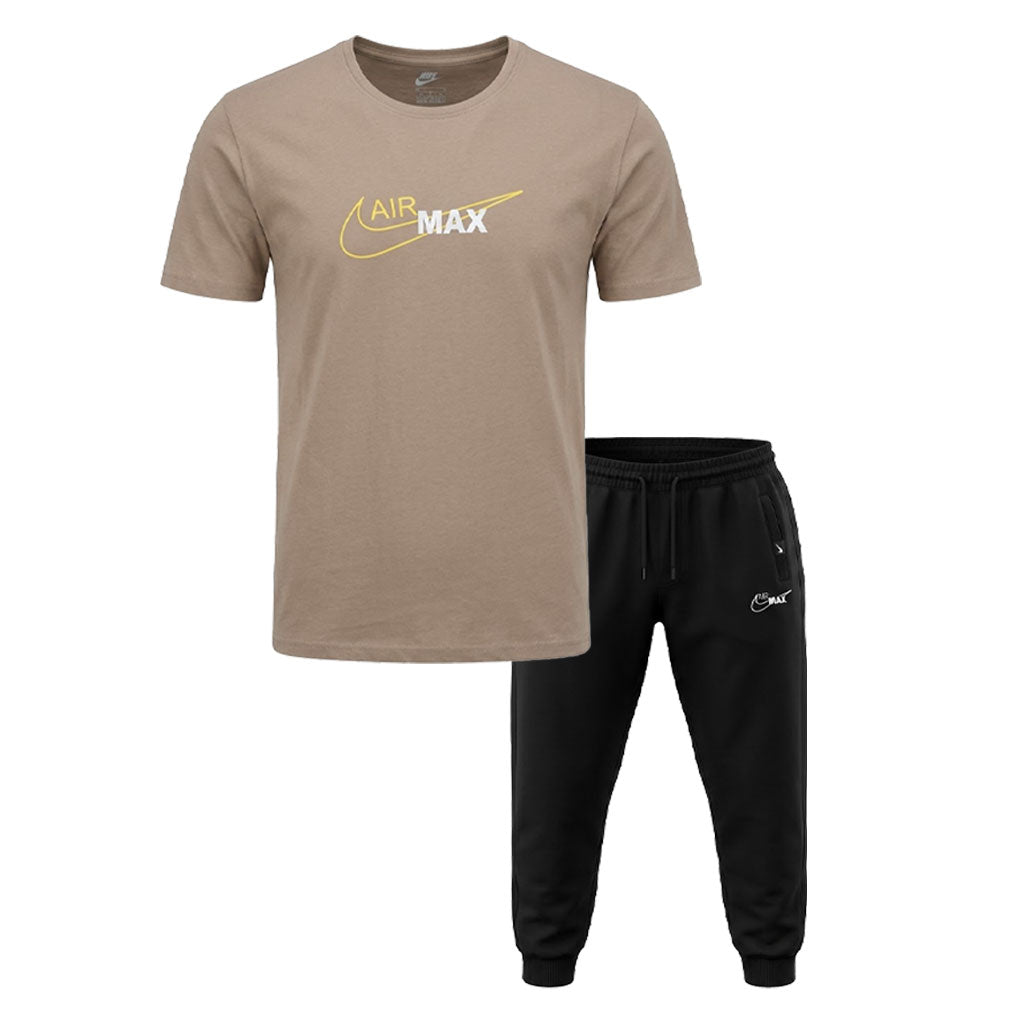ترنج رجالي صيفي قطن التيسير AIR MAX راوند نص كم مطبوع