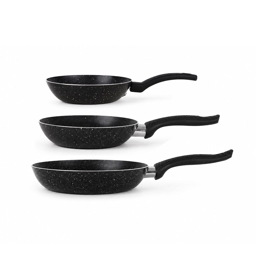 Nouval Granite Classic Frying Pan Set 3 Pcs 14-18-24
