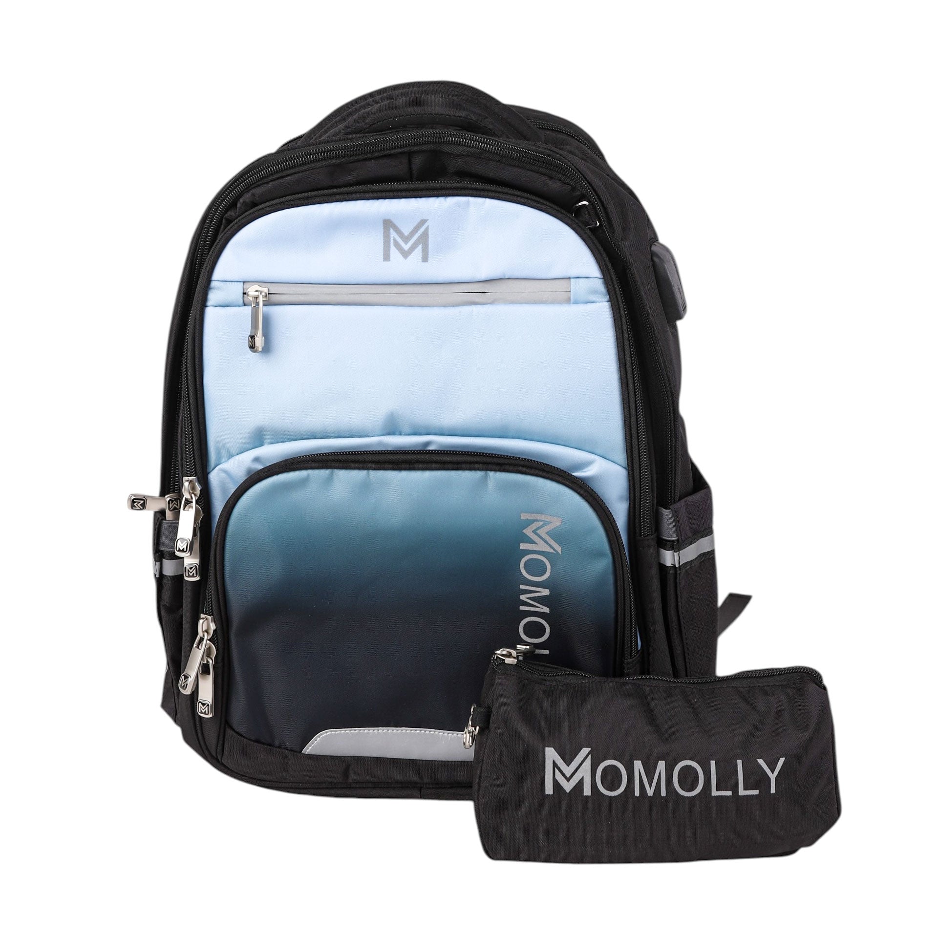 شنطة لاب توب ضهر MOMOLLY موج البحر بمخرج USB و سماعة موديل M206 