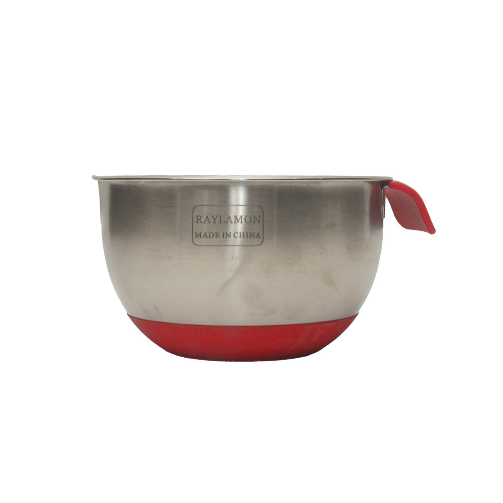 Stainless steel bowl with silicone handle