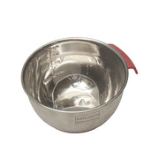 Stainless steel bowl with silicone handle