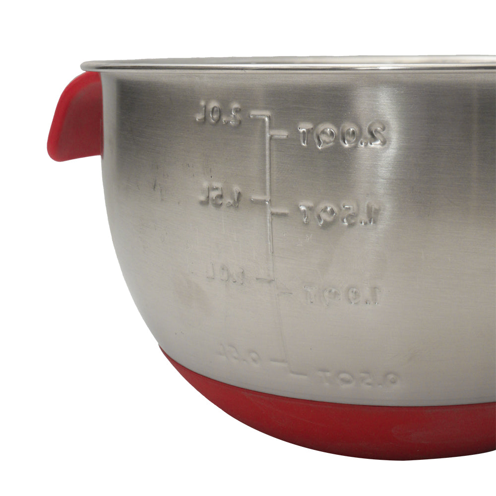 Stainless steel bowl with silicone handle