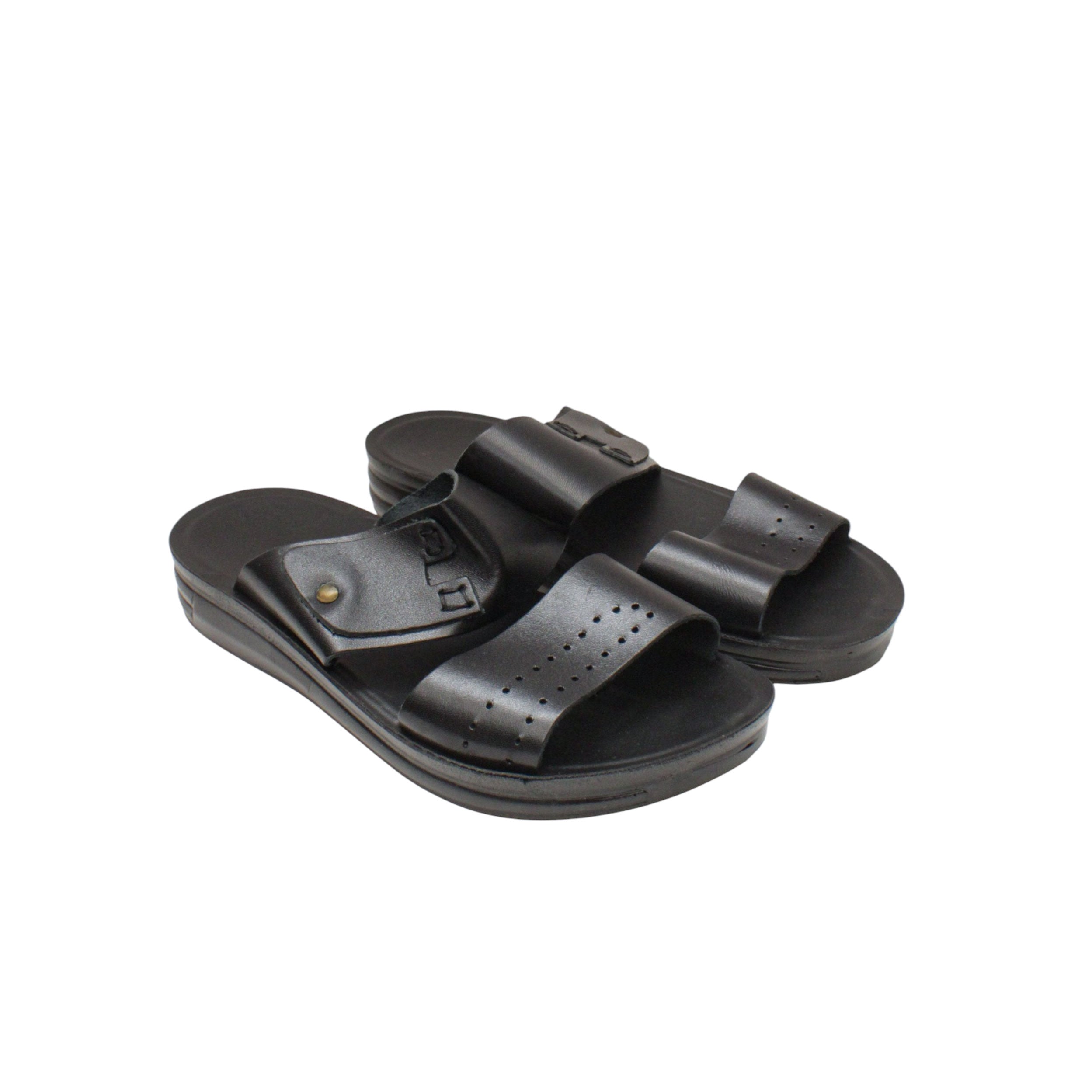 Fast Men's Leather Flip Flop 130-Black-42