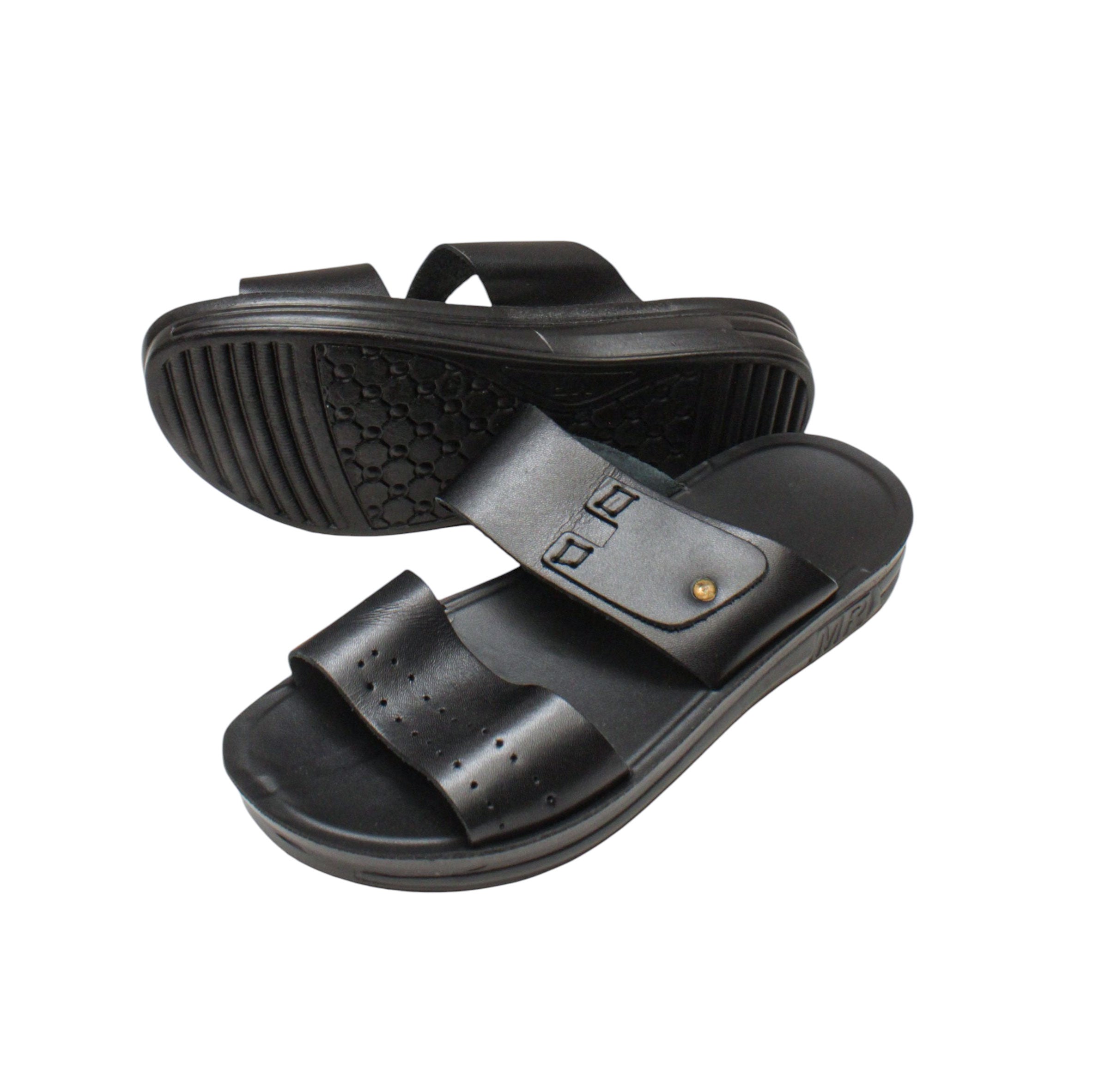 Fast Men's Leather Flip Flop 130-Black-42