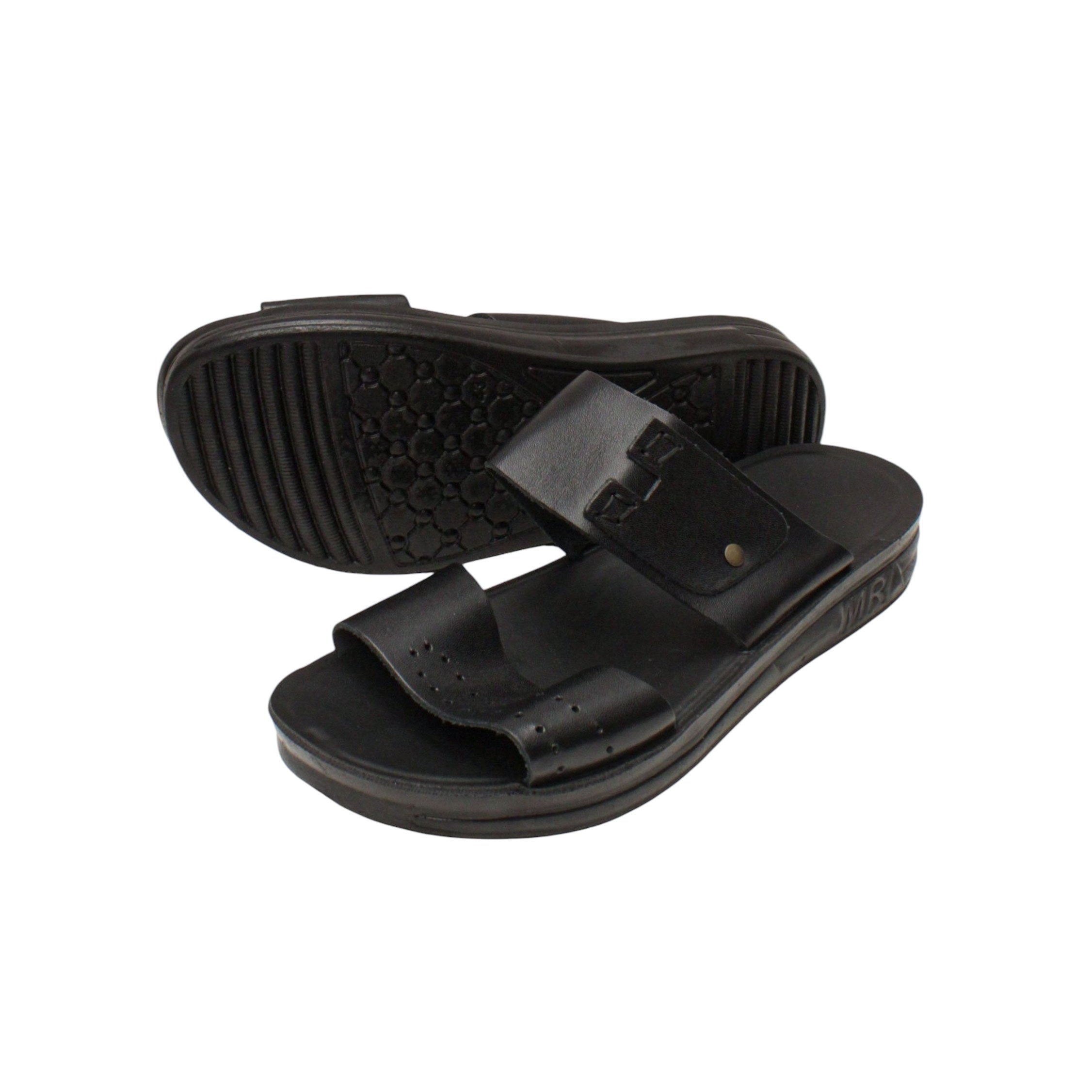 Men's Fast Leather Flip Flop 130-Black-43