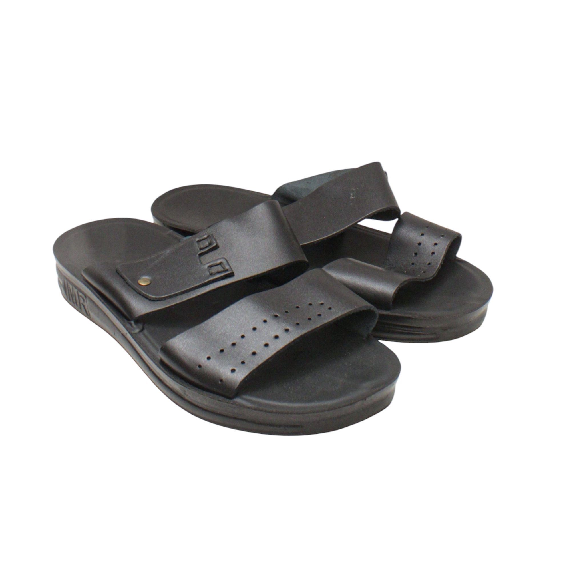 Fast Men's Leather Flip Flop 130-Black-44