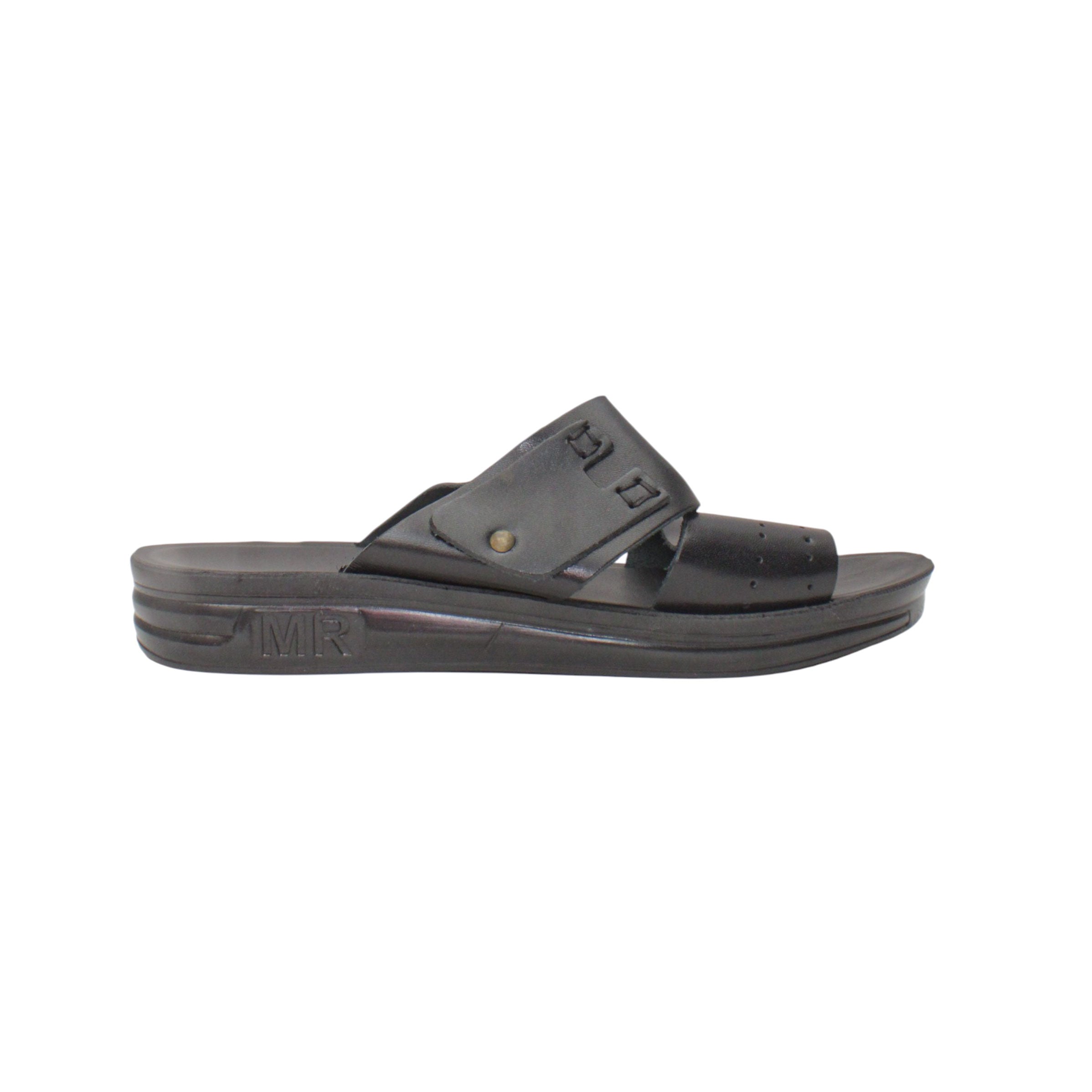 Men's Fast Leather Flip Flop 130-Black-45