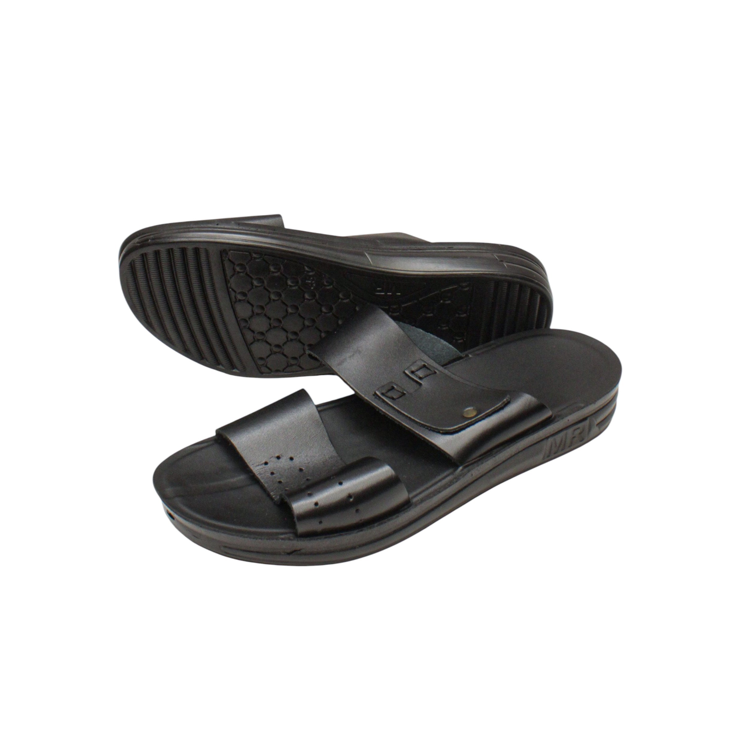 Men's Fast Leather Flip Flop 130-Black-45