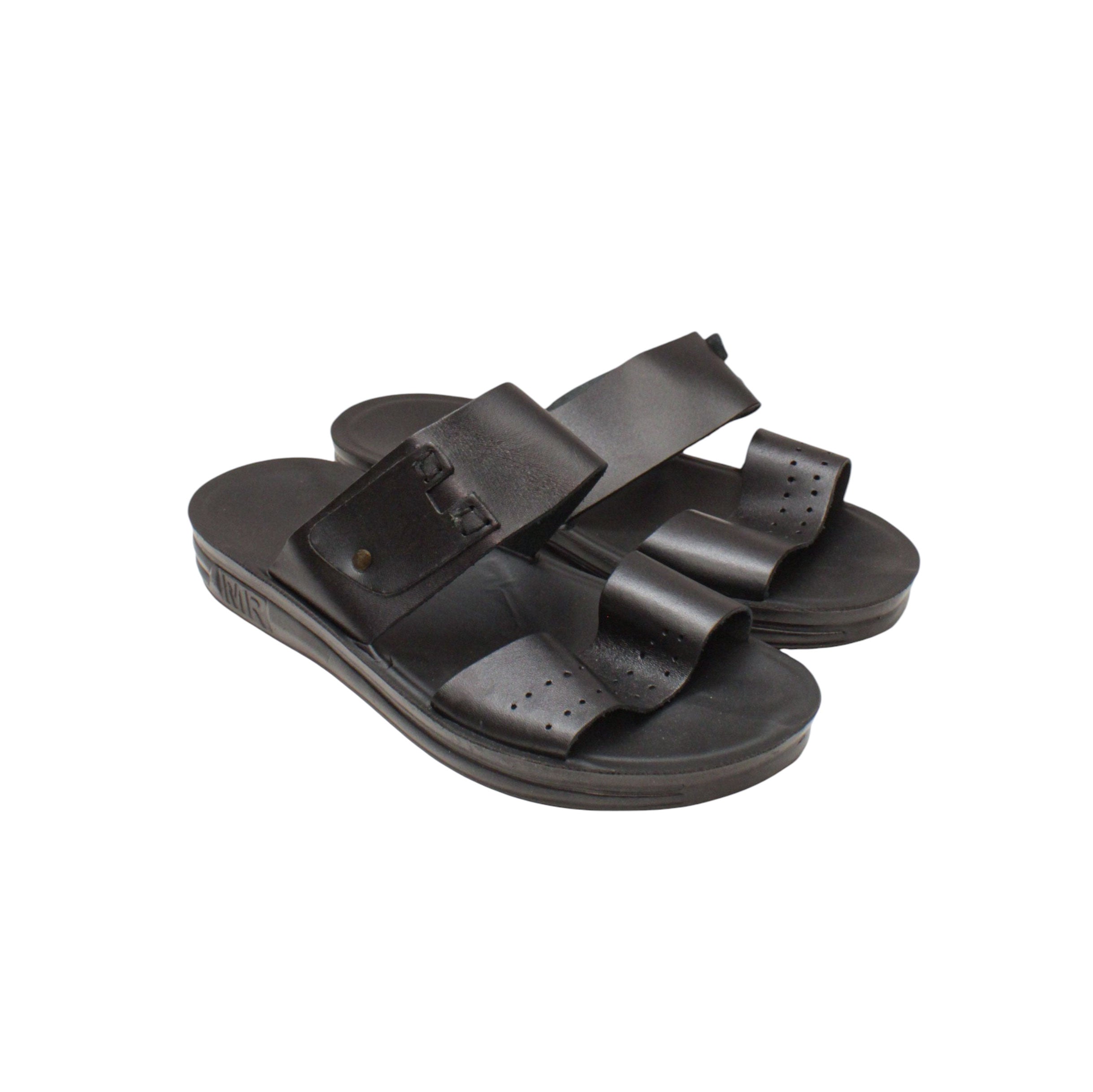Men's Fast Leather Flip Flop 130-Black-46