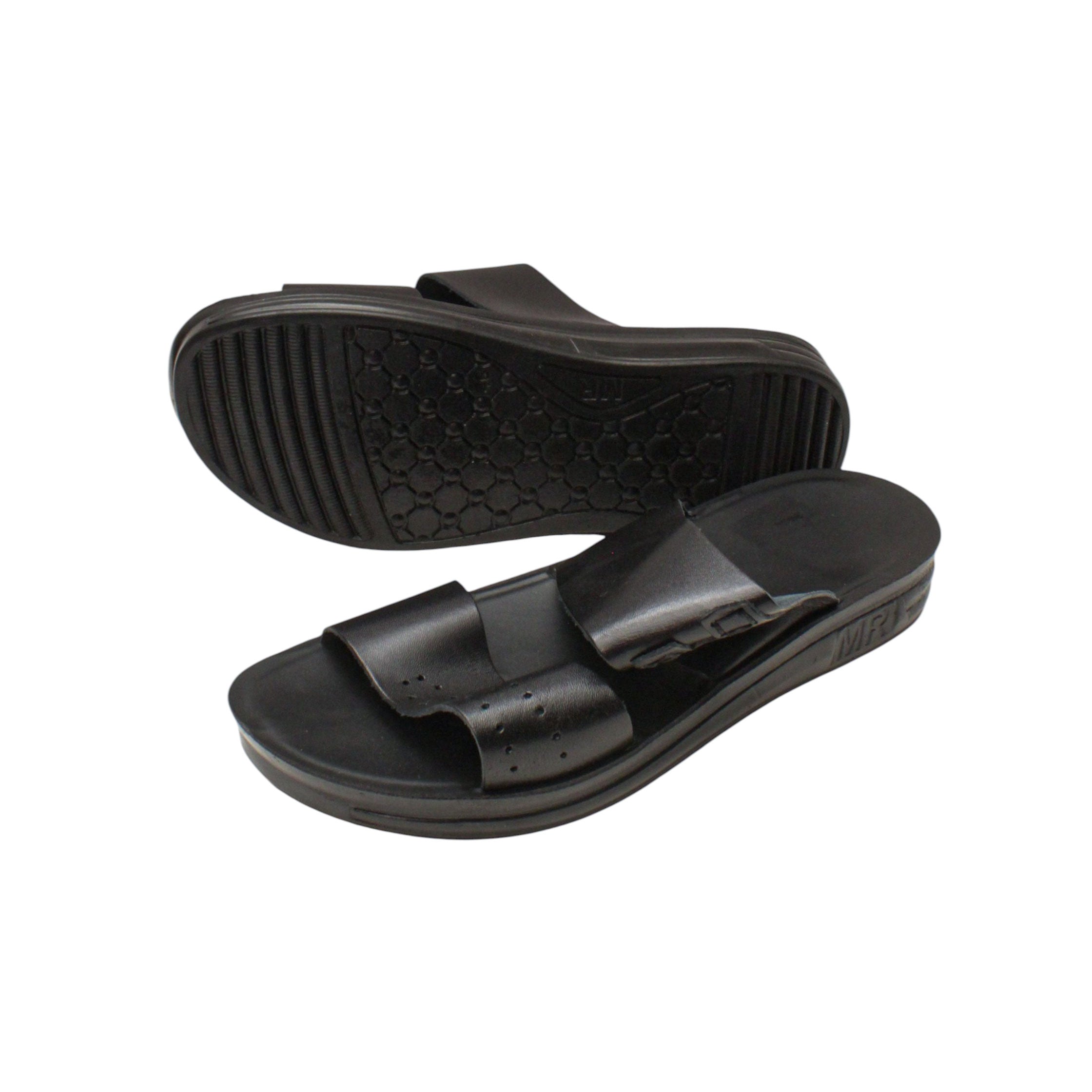 Men's Fast Leather Flip Flop 130-Black-46