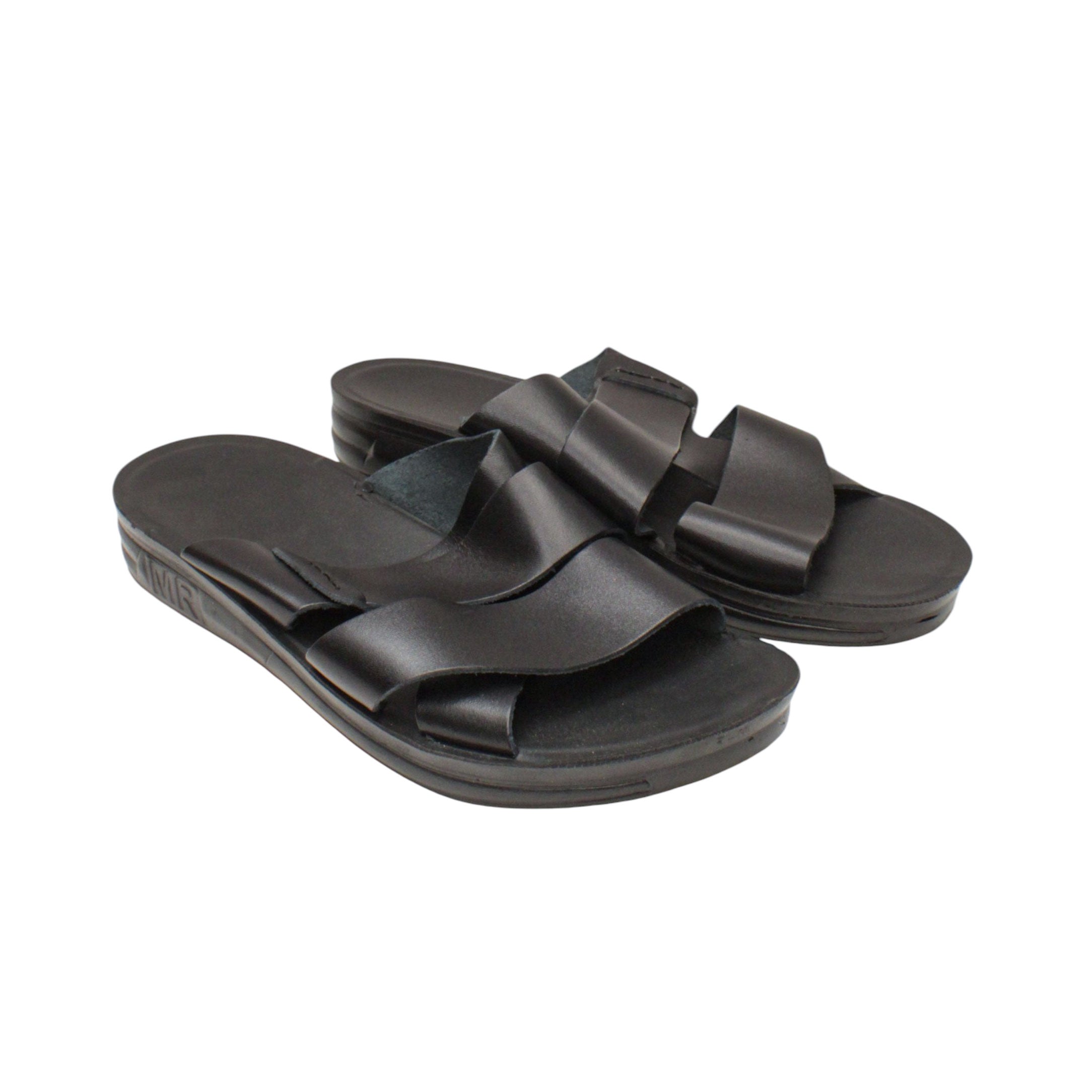 Men's Fast Leather Slipper Model 123 - Black - 45