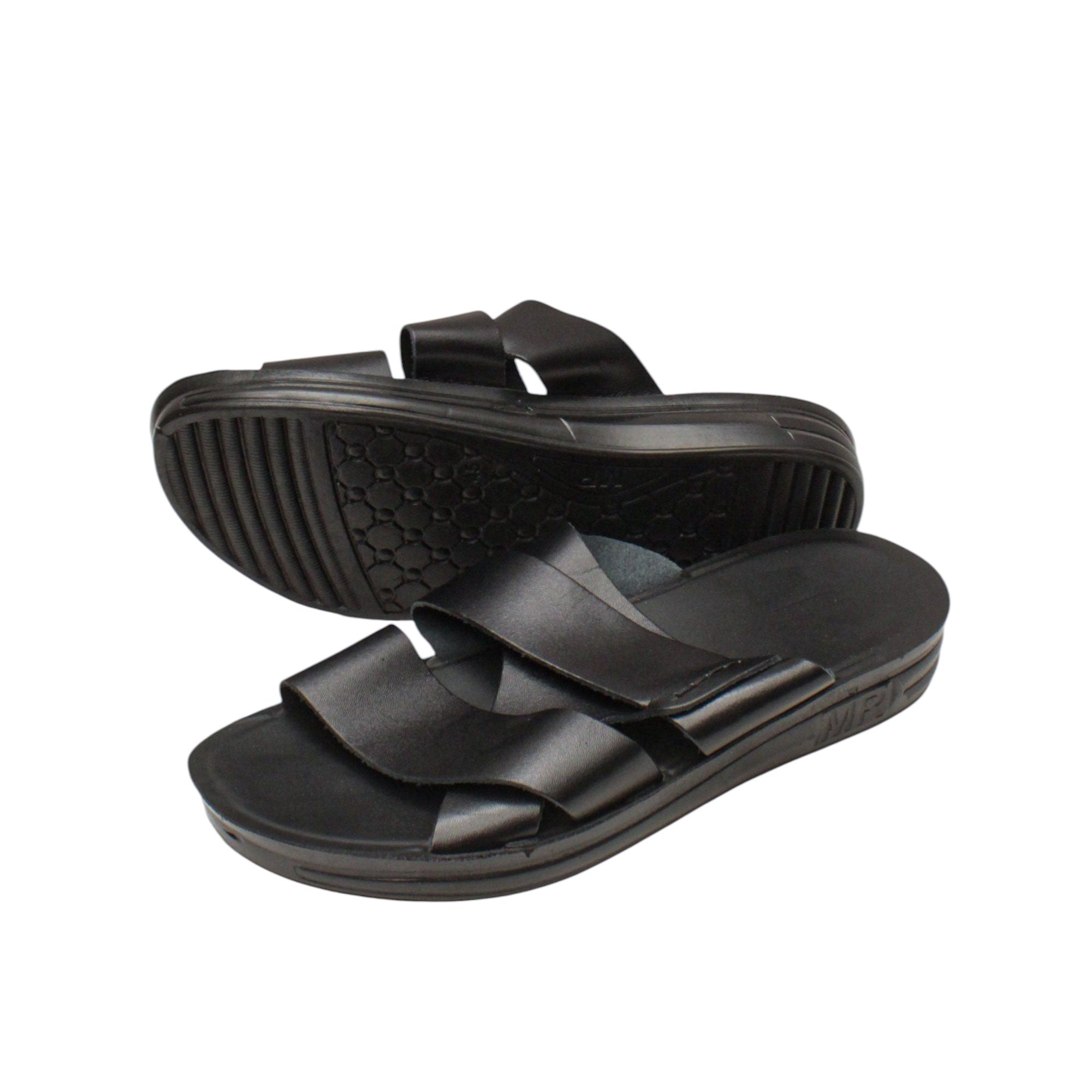 Men's Fast Leather Slipper Model 123 - Black - 45