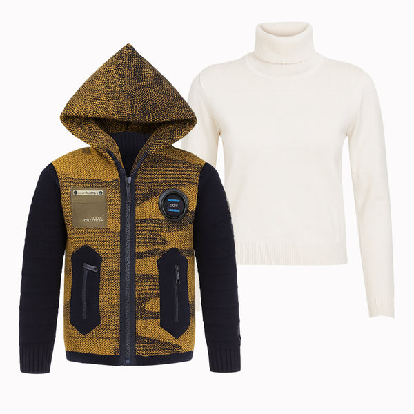 سويت شيرت اولادي شتوي توب وان كابتشو سوستة تريكو 2 قطعة موديل 407