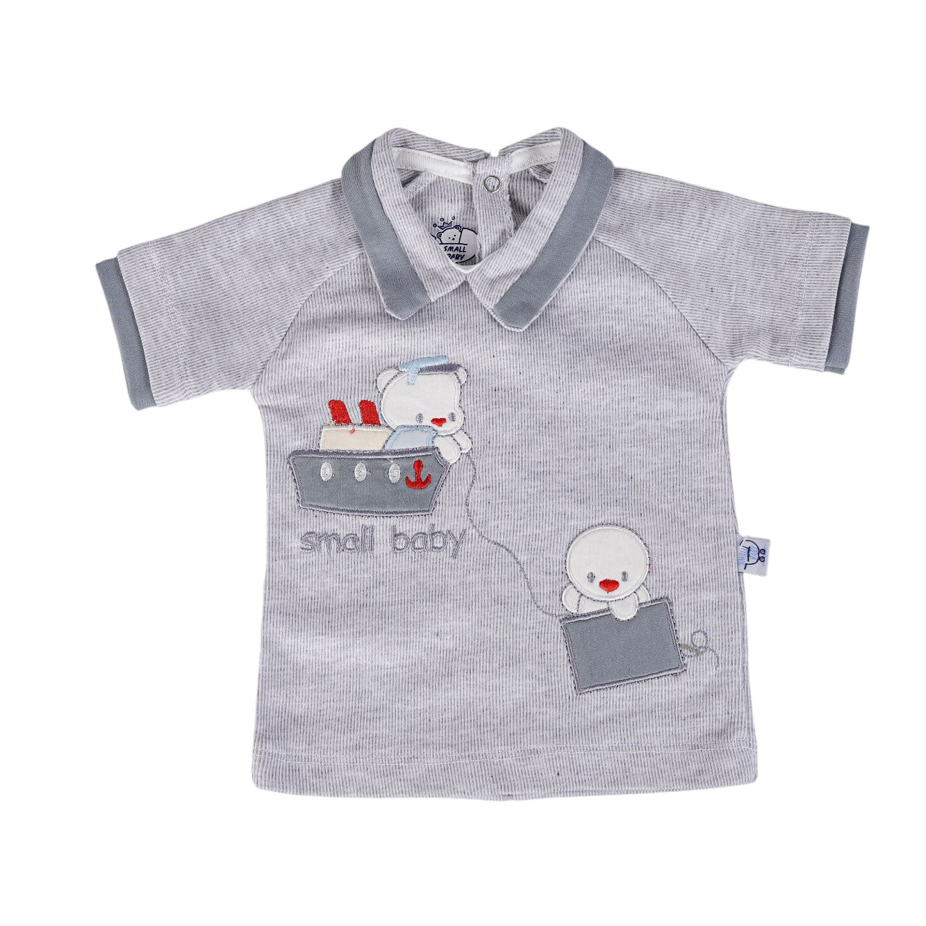 طقم بيبي صيفي قطن SMALL BABY شورت نص كم ياقة موديل 3117