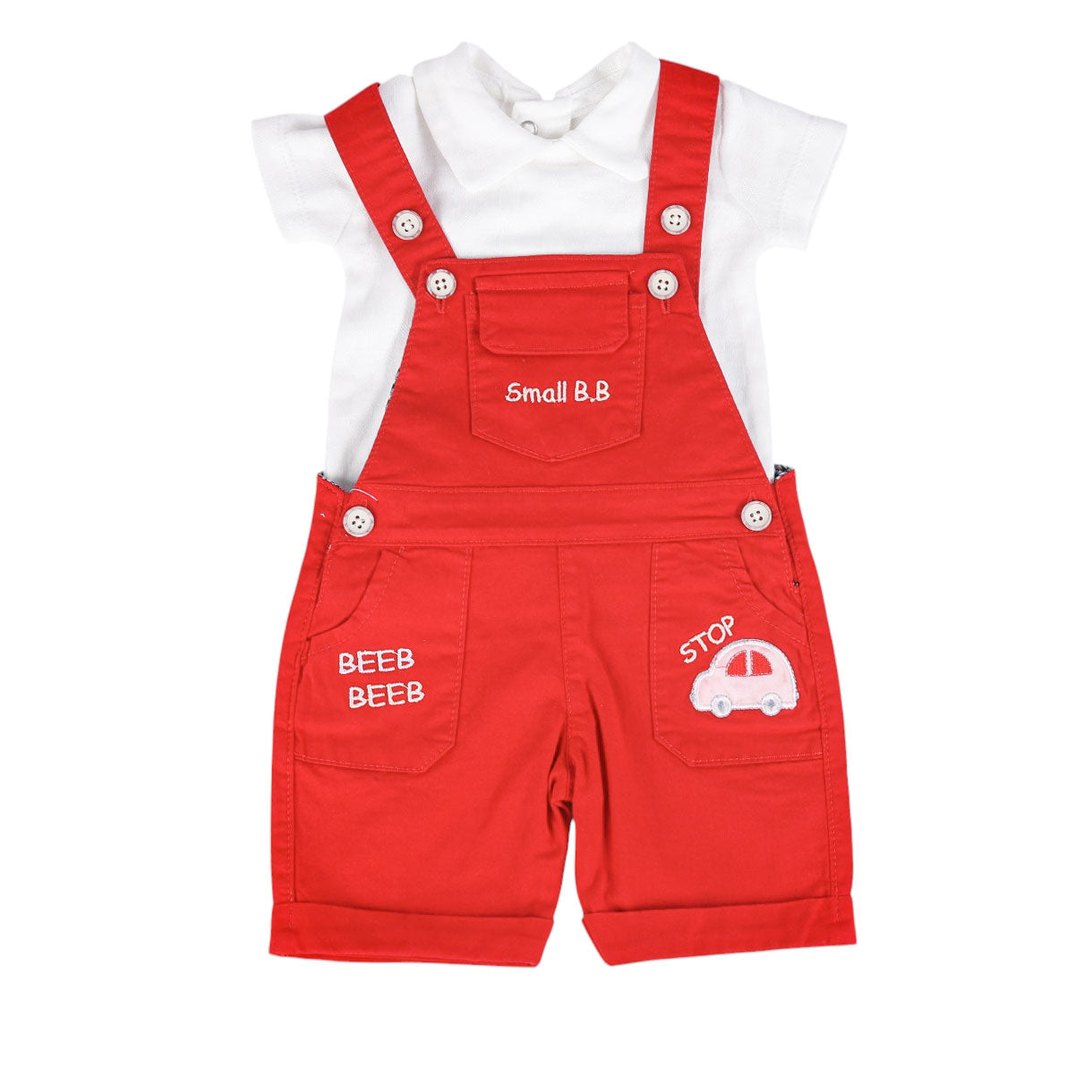 طقم سالوبيت بيبي صيفي قطن SMALL BABY + تيشيرت نص كم موديل 4107