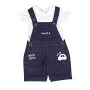 طقم سالوبيت بيبي صيفي قطن SMALL BABY + تيشيرت نص كم موديل 4107