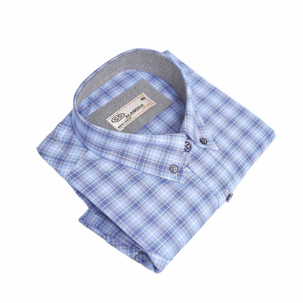 Men's half-sleeved summer shirt, check 318
