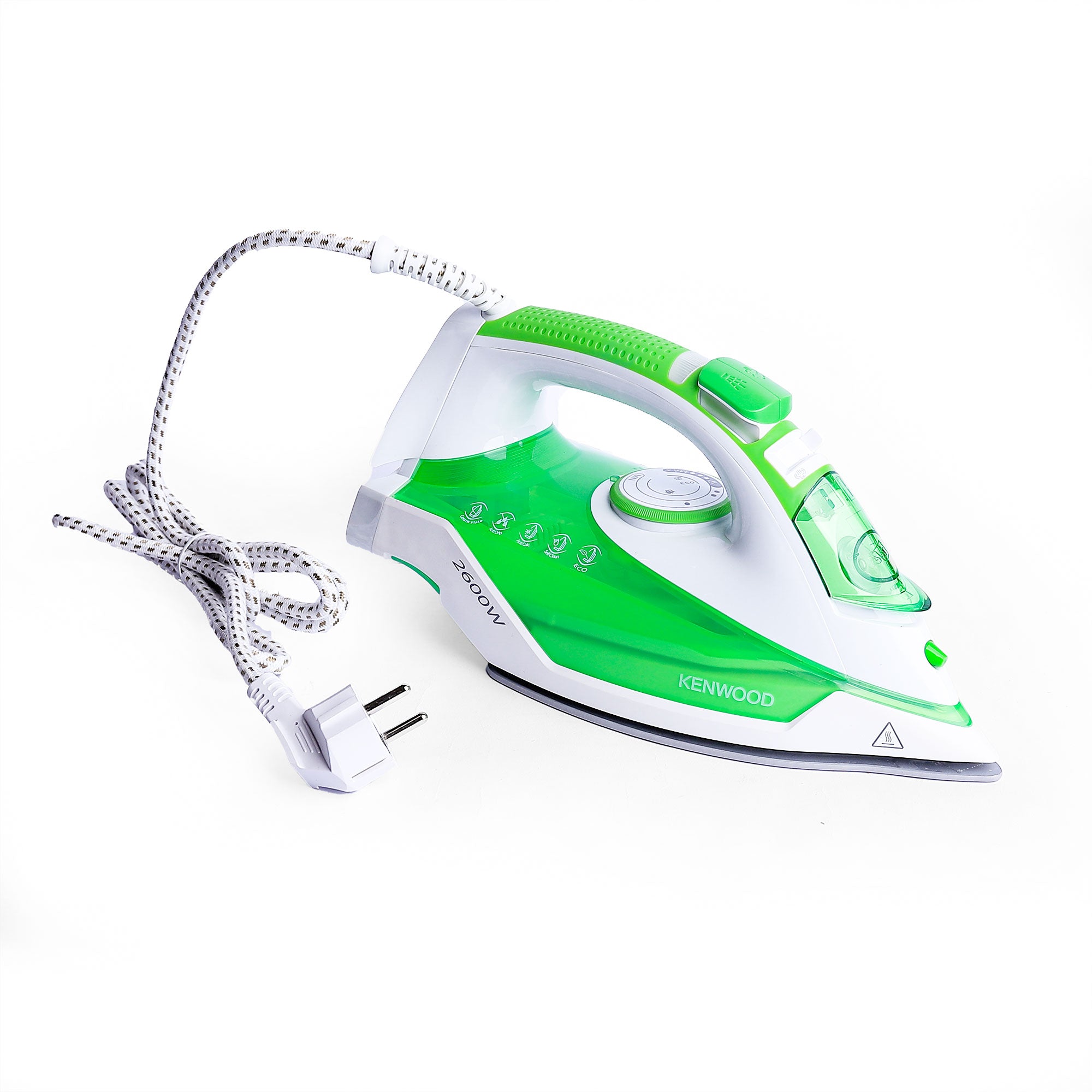 Fer à Repasser Vapeur Kenwood 2600W – Semelle Céramique à Pointe Fine, Vapeur 45/140 g, Anti-Goutte, Fonction Éco, Vert STP70 Kenwood STP70 vapeur verticale