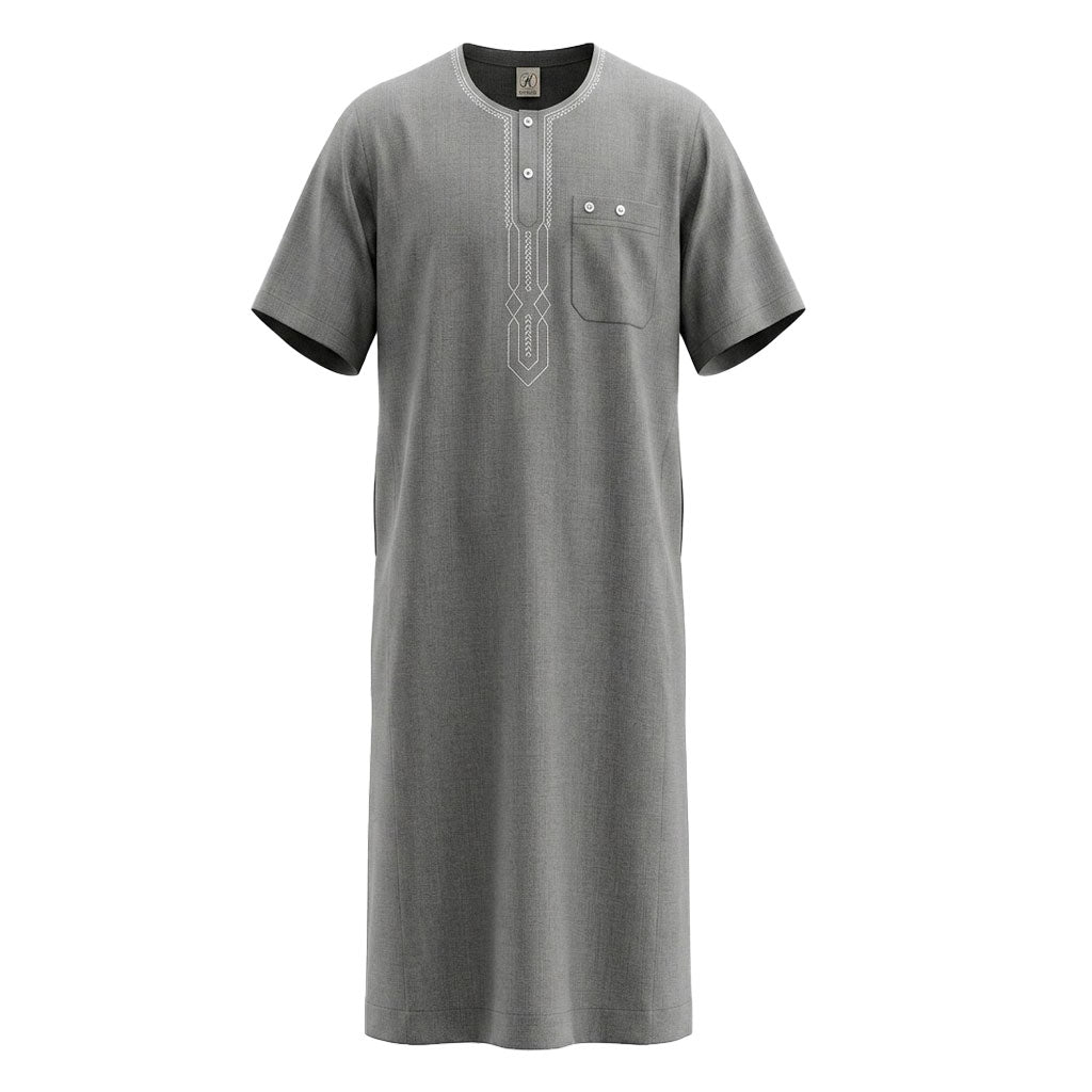 جلابية رجالي اكاف كتان نص كم هندي 