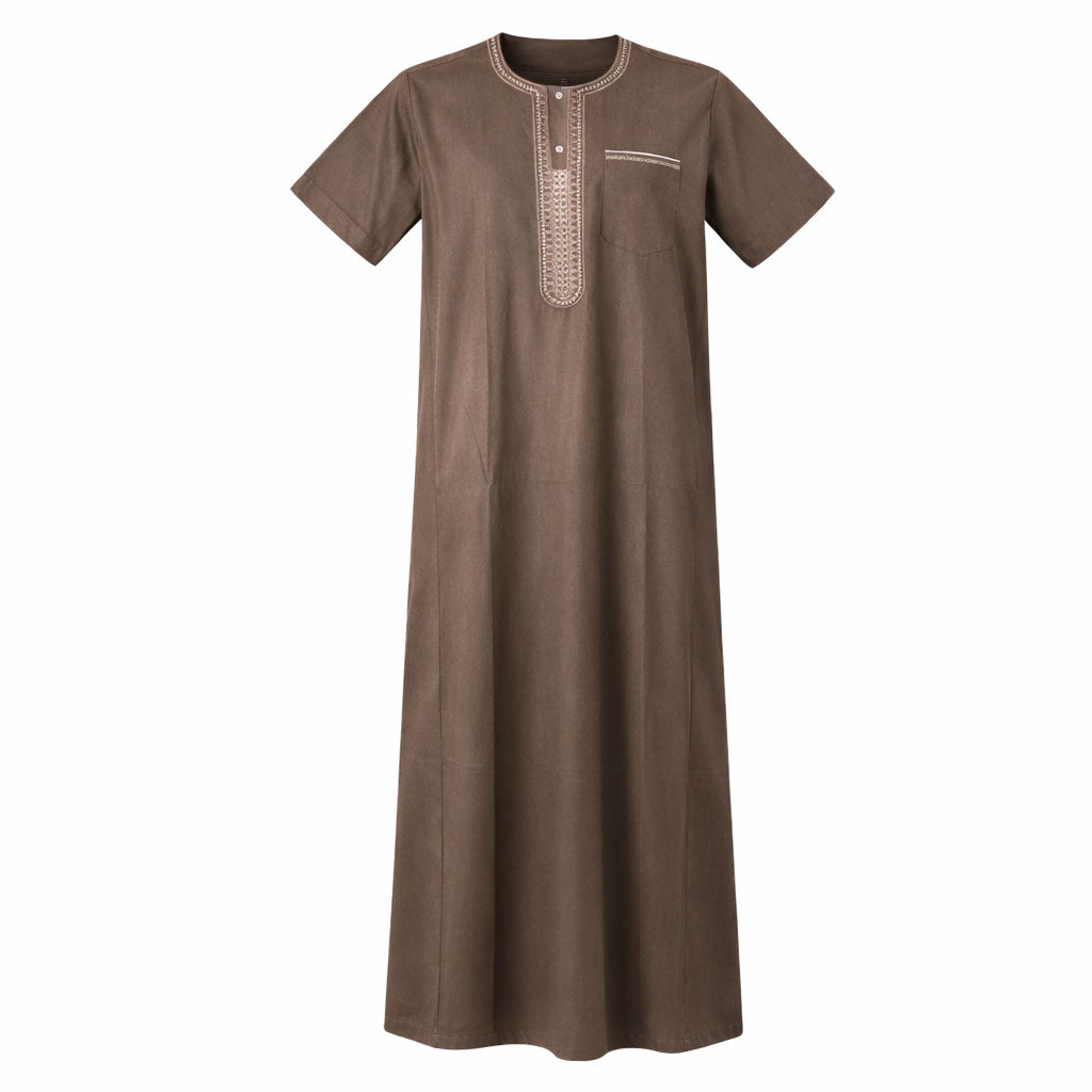 جلابية رجالي اكاف كتان نص كم هندي 