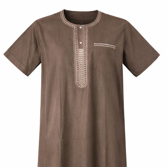 جلابية رجالي اكاف كتان نص كم هندي 