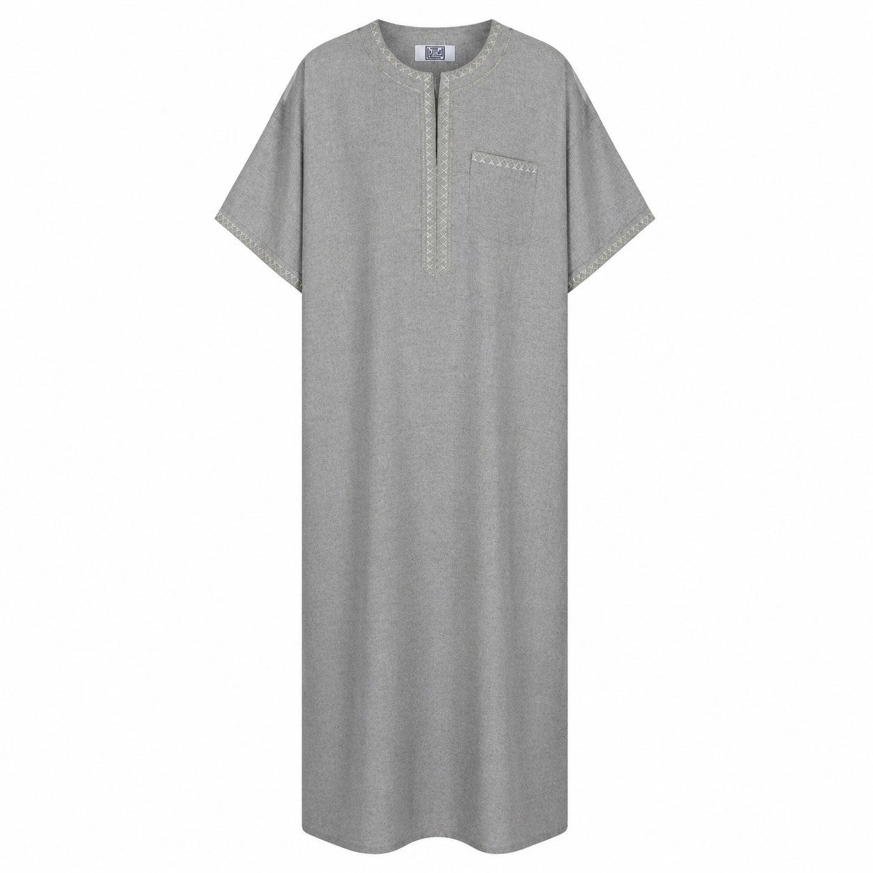 عباية رجالي كتان مطرز نص كم صيفي - الاصيل 