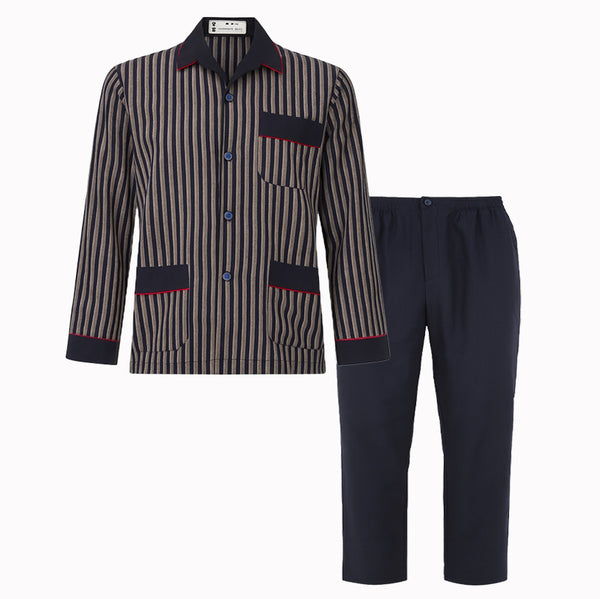 بيجامة رجالي شتوي صوف ان سي ام مقلم عادي موديل 705