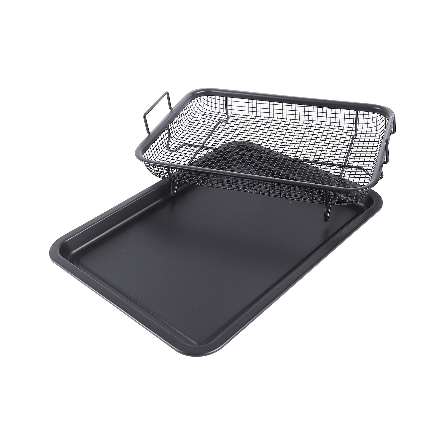 مصفاة تقلية + صينية مستطيلة فراير 2 قطعة HOME اسود موديل 17371 