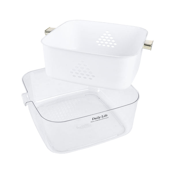 مصفاة خضار بلاستيك 2 قطعة بيد مربعة موديل 17915