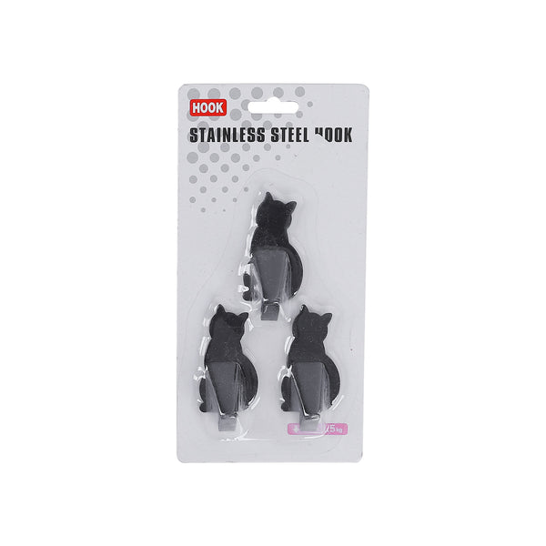 طقم شماعة لازق شكل قطة 3 قطع اسود موديل 17480