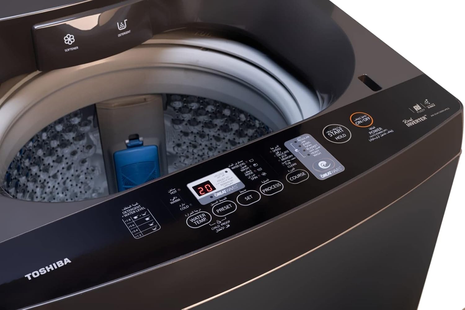 غسالة ملابس توشيبا فوق اوتوماتيك سيلفر 13 كيلو موديل AW-DK1300KUPEG 
