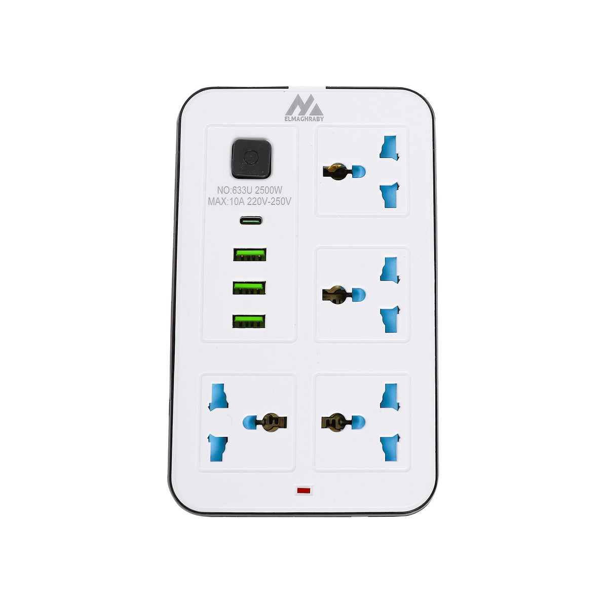 مشترك كهربائي المغربي 9 عين + USB موديل 633U 