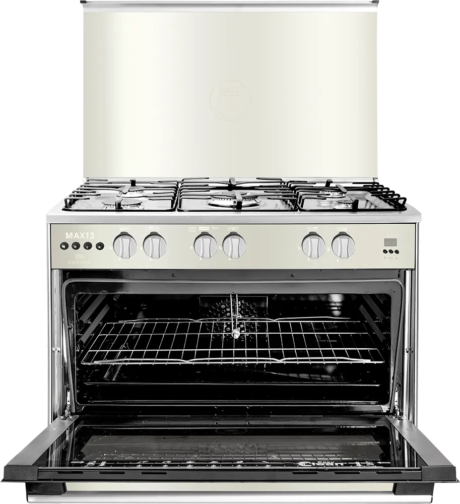 بوتاجاز يونيون اير ماكس 13 ستانلس 90*60 سم 5 شعلة مروحة تايمر ديجيتال موديل C69SS-GC-447-FD-SO-M13-2W-AL 