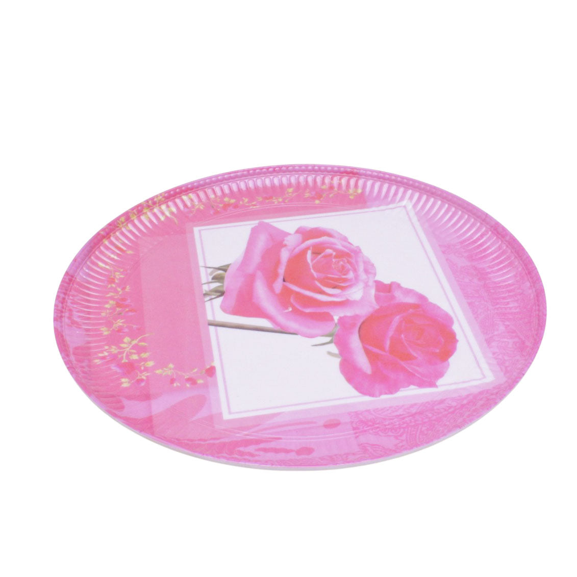 Round ribbed tray with patterns