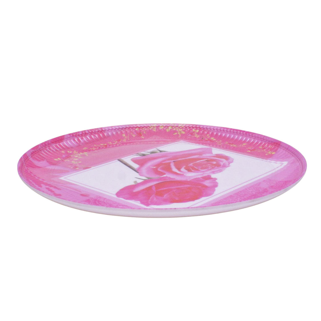 Round ribbed tray with patterns