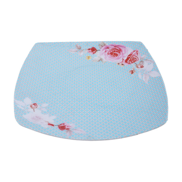 Flat square platter with patterns