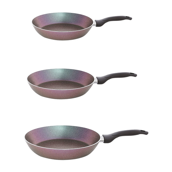 Plus 3-piece frying pan set, size 18/22/28