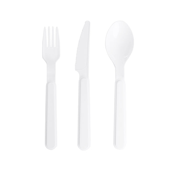 طقم ملعقة وشوكة وسكينة بلاستيك 3 قطعة الوان موديل 46