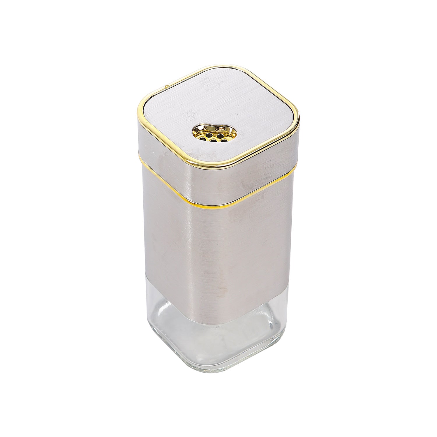 طقم توابل زجاج CONDIMENT SET ستانلس مربع سيلفر 9 قطعة موديل 1014 