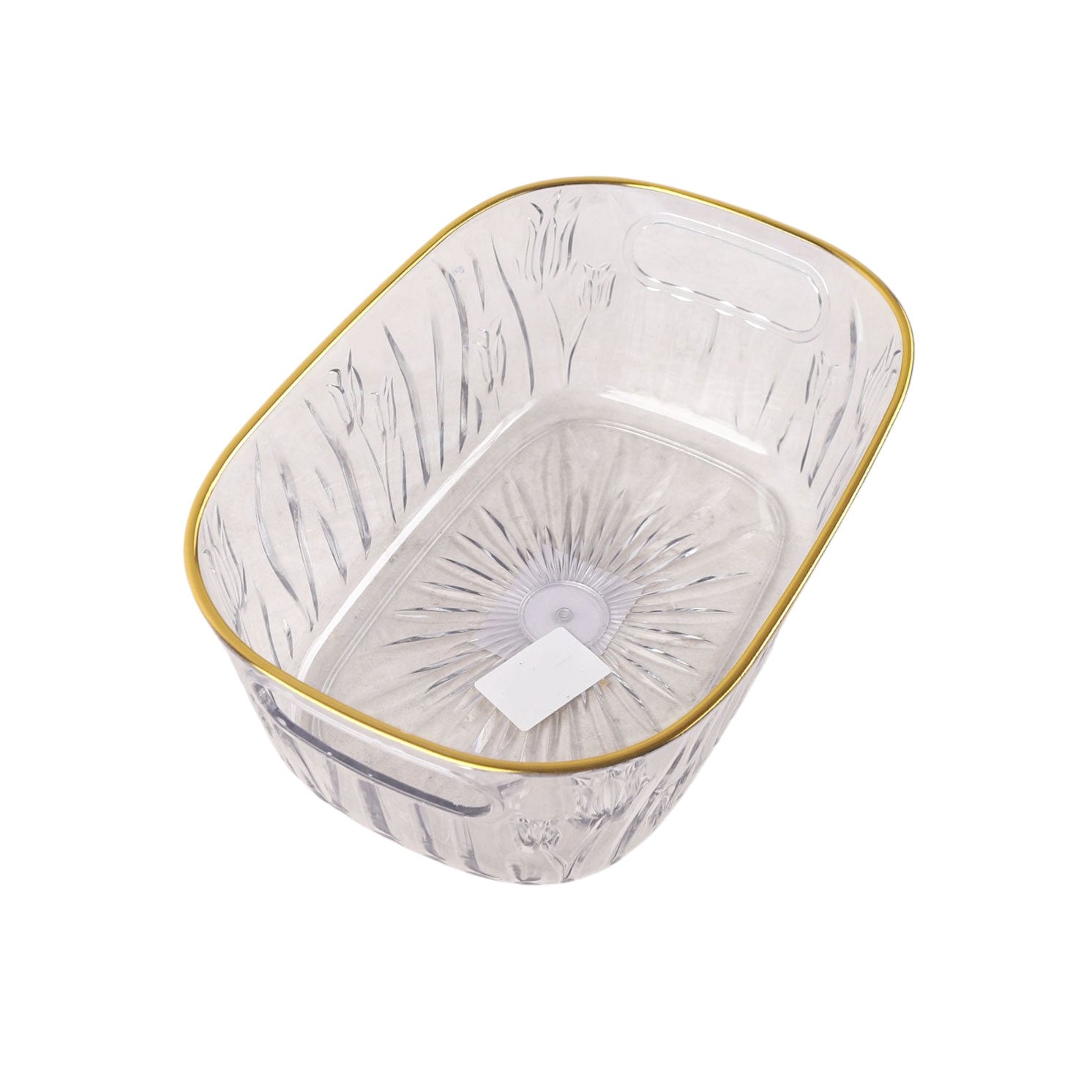 Transparent organizer, gold frame, with small oval lotus handle, model 15261