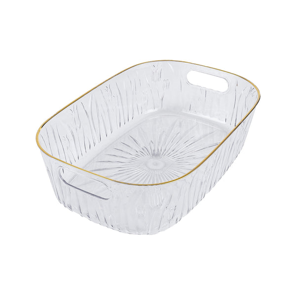 Transparent organizer, gold frame, large oval lotus handle, model 15263