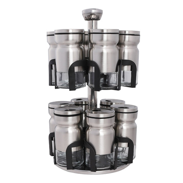 12-Piece Stainless Steel Rotating Spice Set