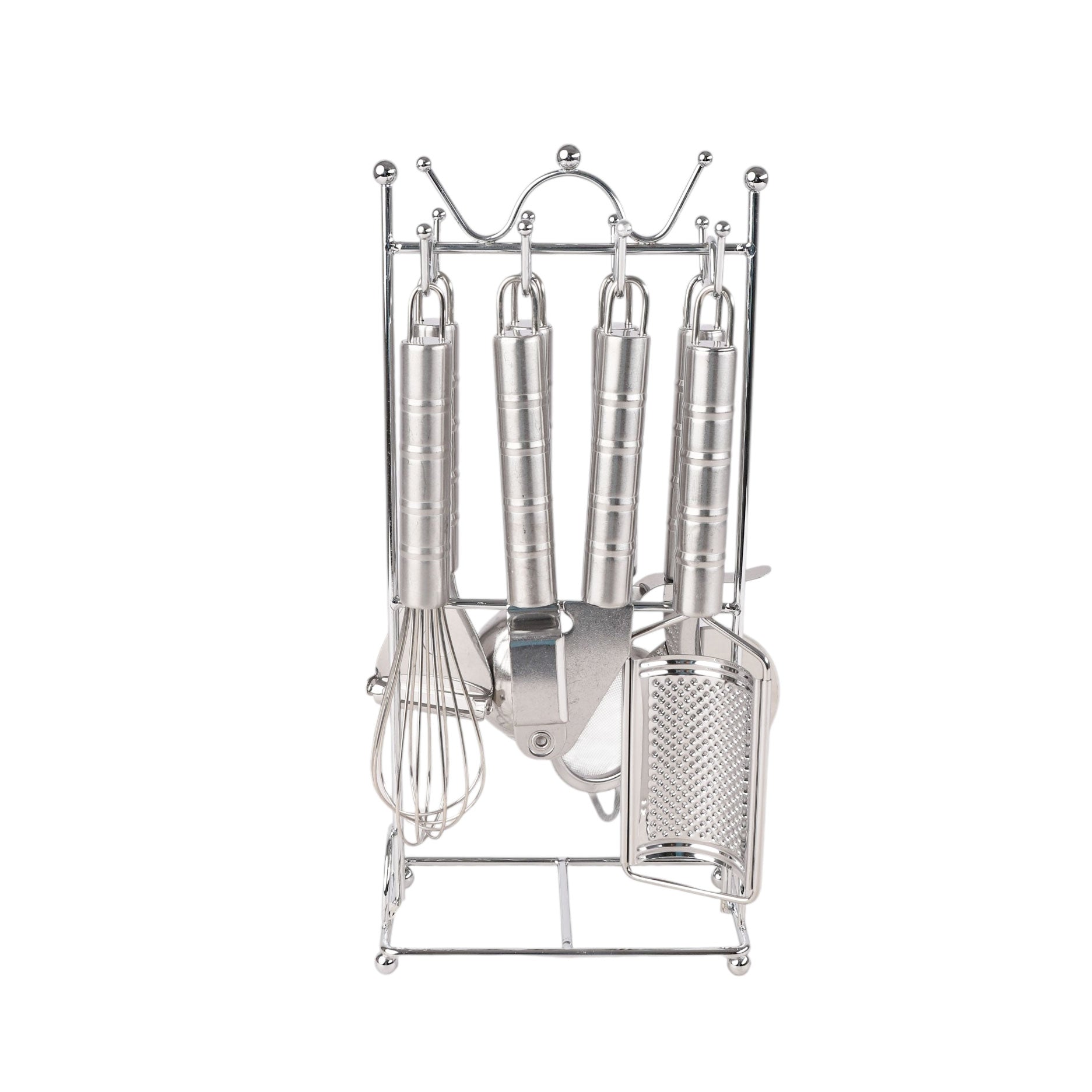 طقم مستلزمات مطبخ HX KITCHEN استانلس 8 قطع يد حفر مضلع موديل HX-32