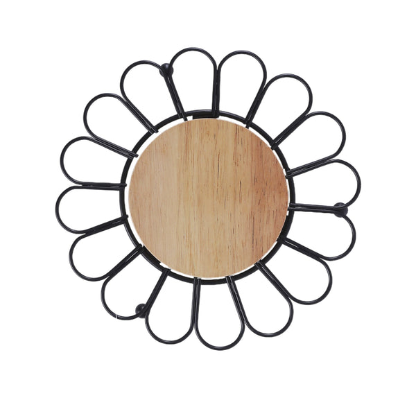 قاعدة سخن معدن*خشب علي شكل وردة اسود موديل 18537