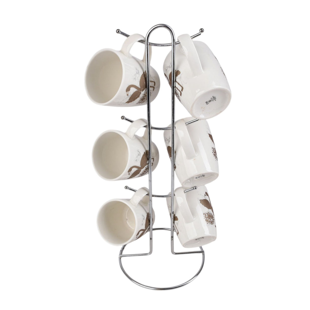 Chinese mug set, 6 pcs, holder above, model 1027