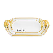 طقم صينية HOUSE مستطيل مقبض دهبي موديل 1639 