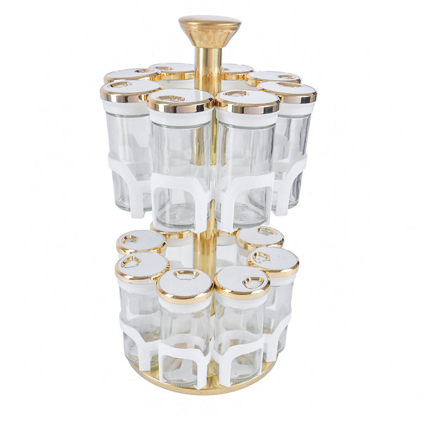 طقم توابل زجاج 16 قطعة 2 دور موديل T-1599