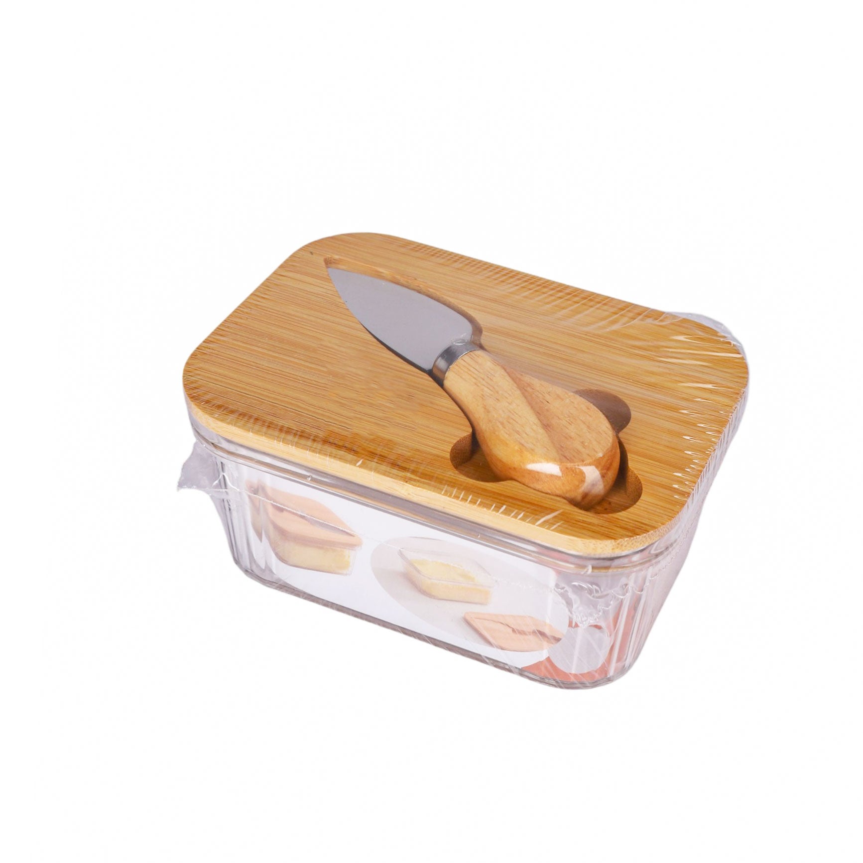 علبة زبدة اكليرك غطاء خشب + سكينة موديل KA-Q-309 